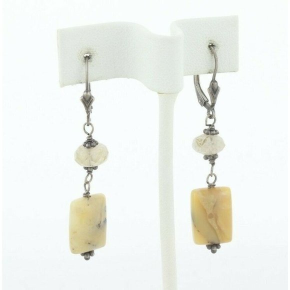 Sterling Silver Quartz and Agate Dangle Drop Earrings - Picture 6 of 8